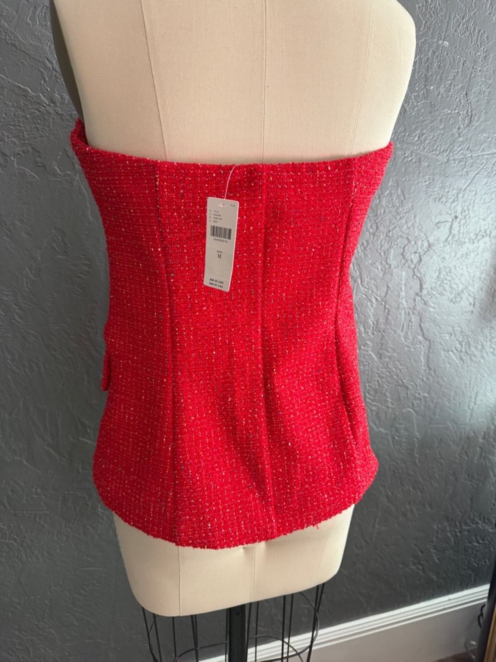 Maeve Red Beaded Strapless Sweetheart Top - Picture 3 of 4